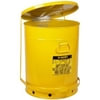 Justrite 09701 21 Gallon Oily Waste Can With Foot Lever, Yellow