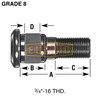 E-5718-R by EUCLID - Wheel Lug Stud, Headed, 0.975 in. Body Diameter, 0.78 in. Body Length, 1.31 in. Head Diameter, 3/4"-16