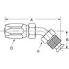 21305N-E45 by WEATHERHEAD - Eaton Weatherhead 213 N series Field Attachable Hose Fittings Inverted Male Swivel 45 Elbow