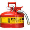 Justrite 7225130 Fuel Transfer Tank Justrite® Type II Safety Can - 2-1/2 Gallon with 1" Hose, 7225130