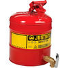 Justrite 7150150 Fuel Transfer Tank Justrite® 5 Gallon Safety Shelf Can with Bottom Faucet 08902, 7150150