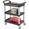 Luxor SC12-B Utility Cart Luxor® Service Cart, Aluminum Posts, 3 Shelf, 33-1/2"Lx16-3/4"W, Black