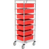 269028RD by GLOBAL INDUSTRIAL - Global Industrial Chrome Wire Cart 21 x 24 x 69 with 7 6"H Grid Containers Red