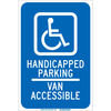 90018 by BRADY - Brady® 90018 Handicapped Parking Van Accessible Sign, Blue/White, Aluminum, 12"W x 18"H