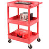 Luxor RDSTC111RD Utility Cart Luxor® RDSTC111RD Red 3 Shelf Tray Shelf Plastic Cart 24 x 18