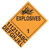 36001 by JJ KELLER - Division 1.1A-1.3L Explosives Placard - Worded - 4 mil Vinyl Removable Adhesive