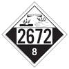 JJ Keller 4552 Hazmat Placard UN 2672 Hazard Class 8 Corrosive Polycoated Tagboard Hazmat Warning Placard
