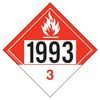 JJ Keller 50929 1993 Placard - Class 3 Combustible Liquid - 3.2 mil Vinyl Removable Adhesive - Economy