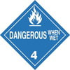 JJ Keller 983 Division 4.3 Dangerous When Wet Placard - Worded - 20 mil Polystyrene, Laminated