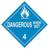 JJ Keller 987 Division 4.3 Dangerous When Wet Placard - Worded - 4 mil Vinyl Removable Adhesive