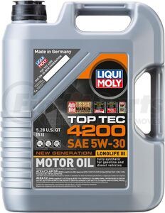 2011 by LIQUI MOLY - Engine Oil - Top Tec 4200, SAE 5W-30, New Generation, Long Life III, Low-SAPS, 5 Liter (5.28 Quarts)