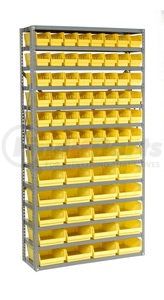 603441YL by GLOBAL INDUSTRIAL - Shelving - Steel, 36" x 12 x 72", 72 4" Height Yellow Plastic Bins, 13 Gray Shelves