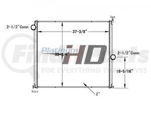 HDC010033PA by STERLING - Design Style  Plastic AluminumHeight  37 3/8 InchesWidth  33 3/4 InchesDepth  2 InchesInlet  2 1/2 Inch ConnectionOutlet  2 1/2 Inch Connection 16 Inches From BottomEngine Oil Cooler  NoTrans Oil Cooler  NoMake  Ford SterlingModel  AT951