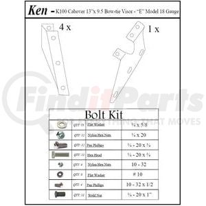 K-2062 by ARANDA - Drop Visor - 13", Stainless, 2-Piece, Kenworth Cabover - Fitting K100E Trucks