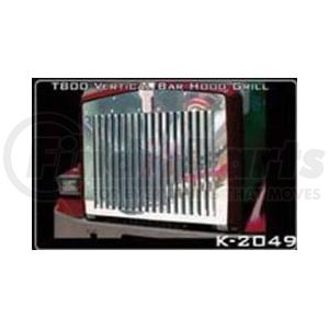 K-2049 by ARANDA - Hood Grill w/16 Vertical Bars Make Kenworth Model T800 Size 36x43 Units 1 Unit  Material S.S. Gauge 18G Alloy #430 Finish BA