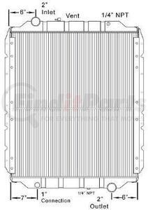 HDC010336PA by BLUE BIRD - RAD PLASTIC/ALUM; 1994-99 BLUEBIRD BUS; W/O OIL COOLER; W/ FRAME; HEATER RETURN TOP; 1 1/4 NPT BOTTOM