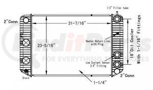 HDC010289PA by GMC - Design Style  Plastic AluminumHeight  31 7/16 InchesWidth  23 5/16 InchesDepth  1 1/4 InchesInlet  2 Inch ConnectionOutlet  2 Inch ConnectionEngine Oil Cooler  NoTrans Oil Cooler  18 Inch With 1 1/16 FittingsMake  Chevrolet Kodiak GMC Topk