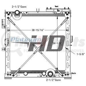 HDC011266PA by NAVISTAR - Design Style  Plastic Aluminum  Height  34 1/8 Inches  Width  38 15/16 Inches  Depth  1 5/8 Inches  Inlet  2 1/2 Inch Connection  Outlet  2 1/2 Inch Connection  Engine Oil Cooler  No  Trans Oil Cooler  No  Make  Navistar  International