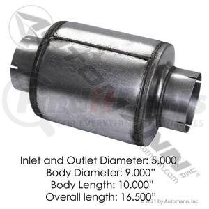 562.U65091 by AUTOMANN - Exhaust Resonator, 5-inch Inlet and Outlet Heavy Duty Diesel Engine Muffler