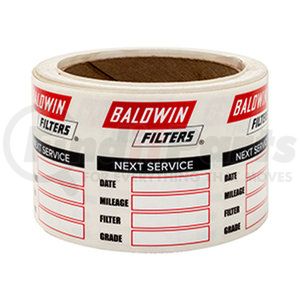 PKG50 by BALDWIN - Service Reminder Information Label - White, 4 X 2-1/2 X 4 In, Outside Diameter 4 In