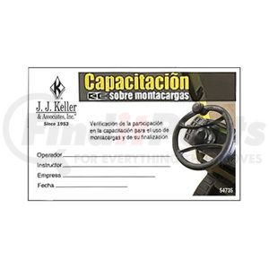 54739 by JJ KELLER - Forklift Training Wallet Card - Spanish, 3-1/2" x 2-2/10", Pack of 10