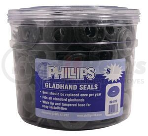 80-012 by PHILLIPS INDUSTRIES - Air Brake Gladhand Seal - Bucket, 200 Count, Black, Rubber, Fits Standard Gladhands