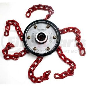 0925-AL by ONSPOT - Tire Snow Chain - Complete Chainwheel Assembly, 190mm Red, Driver Side, with 10 links