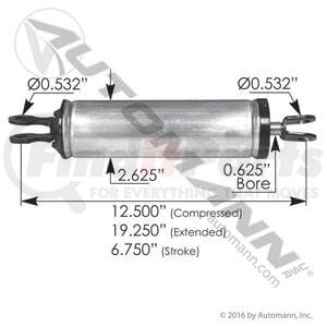 KP2524R by AUTOMANN - Fifth Wheel Trailer Hitch Air Cylinder - 12.75"-19.25", 2-1/2" Bore, 6-3/4" Stroke