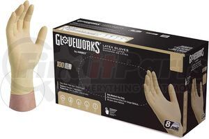 ILHD44100 by AMMEX GLOVES - Gloveworks® Disposable Gloves - Industrial Grade, Ivory, Latex, Medium, 100/Box