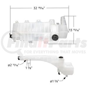 26003 by UNITED PACIFIC - Engine Coolant Reservoir - Pressurized, with Coolant Level Sensor, For Volvo VNL/VNM