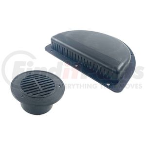 KMP1002 by FAIRCHILD - 2-Pc Trailer Side Vent - Outside and Inside, Black, Polyproplene, for 3 in. Diameter Hole