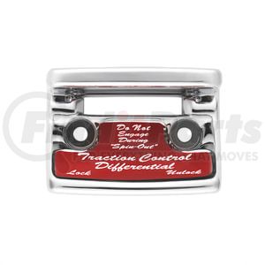 21048 by UNITED PACIFIC - Dash Switch Cover - "Traction Control Differential" Switch Guard, with Red Sticker, for Freightliner and International