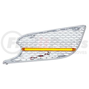 41779 by UNITED PACIFIC - Grille Air Intake- LH, Chrome, with "Glo" LED Light, Amber LED/Amber Lens, for 2013+ Peterbilt 579
