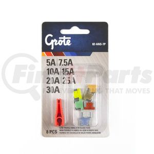 82-ANS-7P by GROTE - Low Profile Miniature Blade Fuse Assortment & Puller, 8 Pk