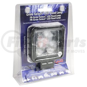 64H015 by GROTE - CLEAR, LED SQUARE WORK LAMP, RETAIL PACK