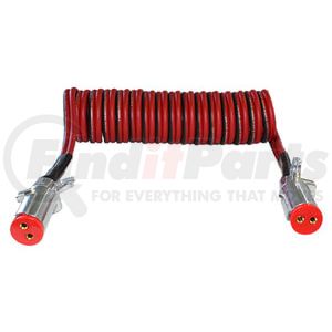 Tectran 7DV4222MW Trailer Power Cable 12 ft. 4 GA Vertical Dual Pole Powercoil Cable, 12" x 12" Lead Lengths