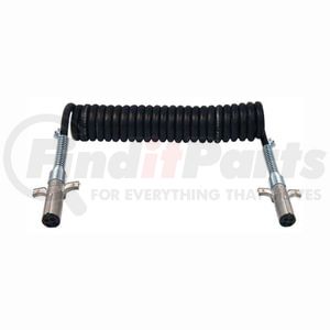 Tectran 7R6122M Trailer Power Cable 12 ft. 6/14 GA 4-Way RV Powercoil with Buffalo Plug Design and Spring Guards