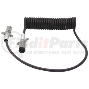 Tectran 7ETB622MG Trailer Power Cable Trailer Power Cable - 20 ft., 7-Way, Powercoil, Light Duty, Black, with Die-Cast Plugs
