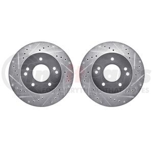 7002-47021 by DYNAMIC FRICTION COMPANY - Brake Rotors - Drilled & Slotted - Silver