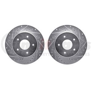 7002-47030 by DYNAMIC FRICTION COMPANY - Brake Rotors - Drilled & Slotted - Silver