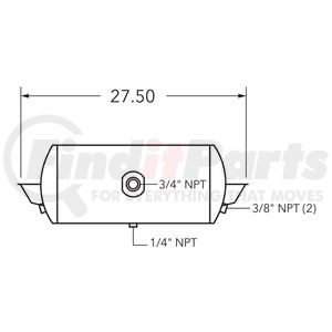 461005 by TRAMEC SLOAN - Air Tank, 9.5 Diameter, 3/4 Main Port, 3/8 End Port