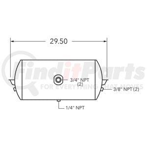 461009 by TRAMEC SLOAN - Air Tank, 12 Diameter, 3/4 (2) Main Port, 3/8 End Port,12.34 Gal