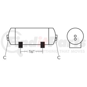 461020 by TRAMEC SLOAN - Air Tank, 7 Diameter, 1/2 End Ports