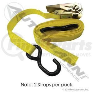 Automann 573.A112RS-2 Ratchet Tie Down Strap Ratchet Tie Down Strap - Yellow, 1 Inch x 12 Feet, Vinyl S-Hooks 1200 lbs