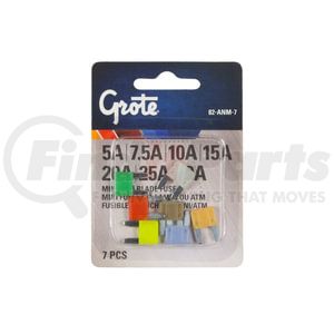 82-ANM-7 by GROTE - Miniature Blade Fuse Assortment, 7 Pk