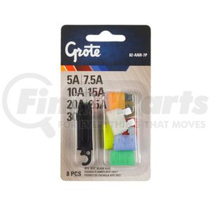 82ANR7P by GROTE - Standard Blade Fuse Assortment & Puller, 8 Pk