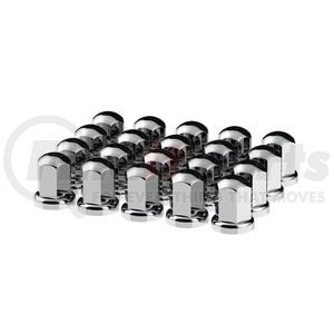 10058 by UNITED PACIFIC - Wheel Lug Nut Cover Set - 33mm x 2 7/16", Chrome, Plastic, Standard, with Flange, Push-On Style