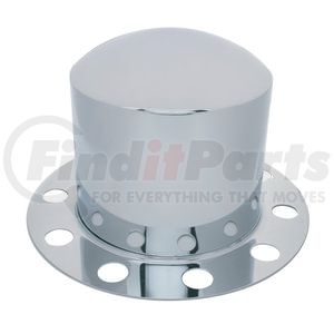 10223 by UNITED PACIFIC - Axle Hub Cover - Chrome, Dome, 10 Holes for 33mm Lug Nuts, for Rear Steel/Aluminum Wheel