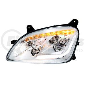 35915 by UNITED PACIFIC - LED Chrome Headlight with Sequential Turn Signal Light for 2012-2021 Peterbilt 579 - Driver Side