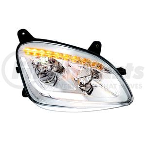 35916 by UNITED PACIFIC - LED Chrome Headlight with Sequential Turn Signal Light for 2012-2021 Peterbilt 579 - Passenger Side